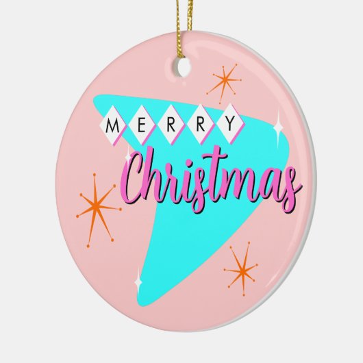 Vrolijk midden eeuw Kerstmis Keramisch Ornament (Links)