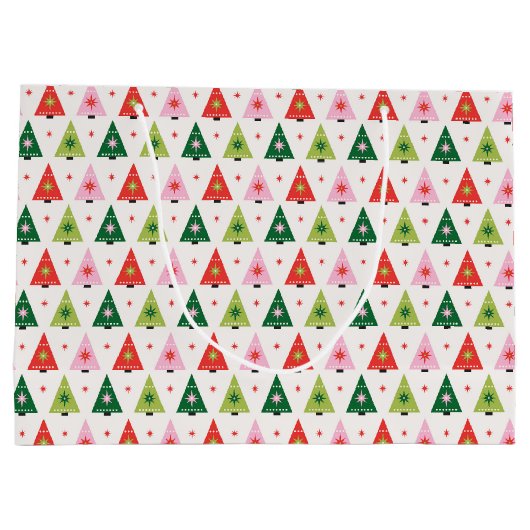 Vrolijk & Mod Retro Kerstboom Groot Cadeauzakje (Achterkant)