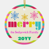 Vrolijk Modern Bold Kleurrijke Gepersonaliseerde F Keramisch Ornament (Voorkant)