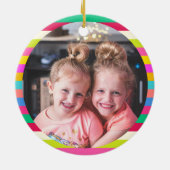 Vrolijk Modern Bold Kleurrijke Gepersonaliseerde F Keramisch Ornament (Achterkant)