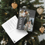 Vrolijk Modern Grijs 2 Foto Kerstmis Feestdagenkaart<br><div class="desc">Hé daar, jonge gezinnen! Ben je klaar om wat feestvreugde te verspreiden op de meest stijlvolle en moderne manier die mogelijk is? Hallo Zeg maar tegen ons Merry Modern Grey 2 Photo Christmas Holiday Briefkaart - de perfecte manier om de geweldige vibes van je familie te shows tijdens het feestseizoen!...</div>