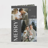 Vrolijk Modern Grijs 2 Foto Kerstvakantie gevouwen Kaart (Voorkant)