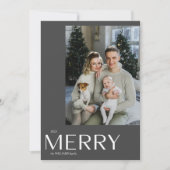 Vrolijk Modern Grijs Foto Kerstmis Feestdagenkaart (Voorkant)