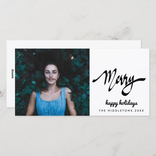 Vrolijk modern handgeschreven script vakantie feestdagenkaart (Voorkant / Achterkant)