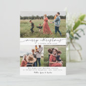 Vrolijk modern kalligrafie Kerstmis 3 Vakantiekaar Feestdagenkaart (Staand voorkant)