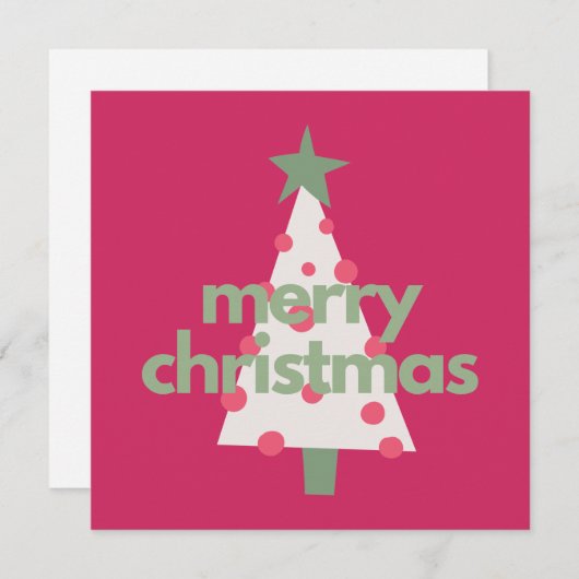 Vrolijk modern minimalistisch roze kerst Kaart (Voorkant / Achterkant)