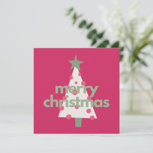 Vrolijk modern minimalistisch roze kerst Kaart (Staand voorkant)