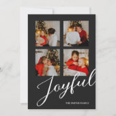 Vrolijk Modern Minimalistisch Zwart Script 4 Foto Feestdagenkaart (Voorkant)