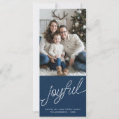 Vrolijk Modern Script Blue Photo Tall Christmas Feestdagenkaart (Voorkant)