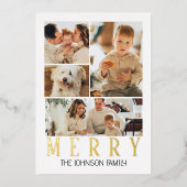 Vrolijk moderne fotocollage folie feestdagenkaart (Voorkant)