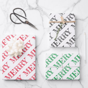 VROLIJK Moderne Tekst Kerstmis Vakantie Plezier Inpakpapier Vel