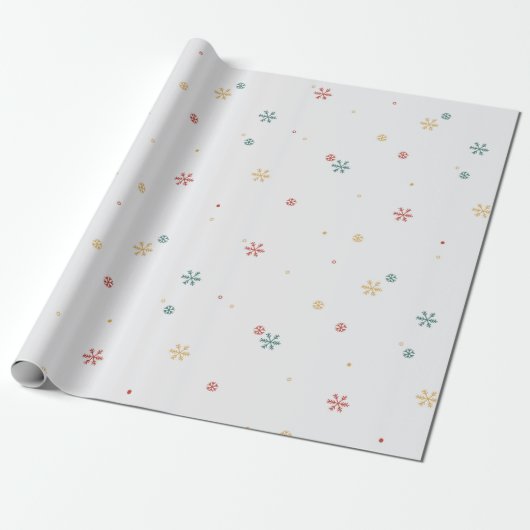 Vrolijk Multicolor Sneeuwvlokken Wrapping Papier (Uitgerold)