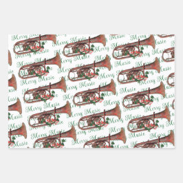 Vrolijk Muziek Saxofoon, Viool en Trompet Feesteli Inpakpapier Vel