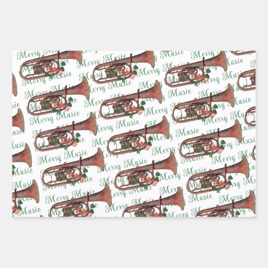 Vrolijk Muziek Saxofoon, Viool en Trompet Feesteli Inpakpapier Vel (Voorkant)