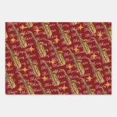 Vrolijk Muziek Saxofoon, Viool en Trompet Feesteli Inpakpapier Vel (Voorkant 3)