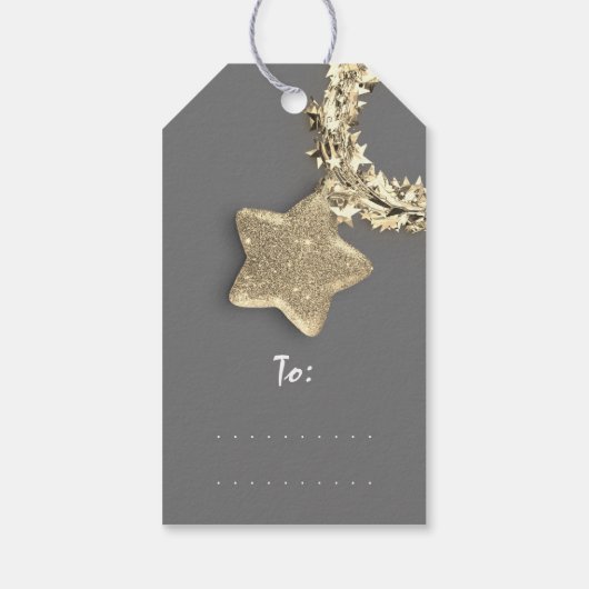 Vrolijk naar feestdag cadeautje vrolijk jaar grijz cadeaulabel (Achterkant)