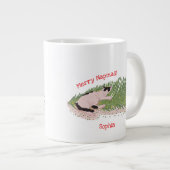 Vrolijk Napels! Grappige kat vs kerstboom Grote Koffiekop (Voorkant rechts)