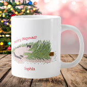 Vrolijk Napels! Grappige kat vs kerstboom Grote Koffiekop