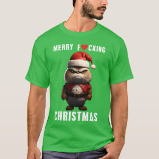 Vrolijk neuken Kerst grimmige kat Kerstvriend T-shirt