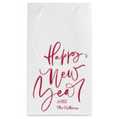 Vrolijk nieuw jaar met rode letters klein cadeauzakje (Achterkant)