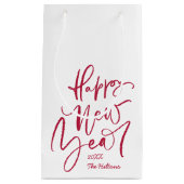 Vrolijk nieuw jaar met rode letters klein cadeauzakje (Voorkant)