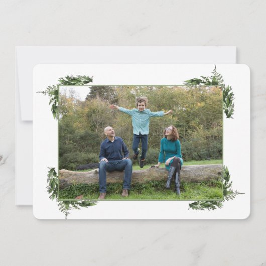 Vrolijk nieuwjaar groen gebladerte feestdagenkaart (Voorkant)