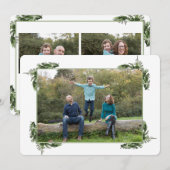 Vrolijk nieuwjaar groen gebladerte feestdagenkaart (Voorkant / Achterkant)