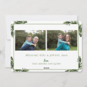 Vrolijk nieuwjaar groen gebladerte feestdagenkaart (Achterkant)