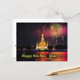 Vrolijk Nieuwjaar Tempel van Dawn Wat Arun Bangkok Briefkaart