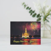 Vrolijk Nieuwjaar Tempel van Dawn Wat Arun Bangkok Briefkaart (Staand voorkant)