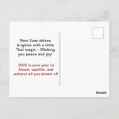 Vrolijk Nieuwjaar Tempel van Dawn Wat Arun Bangkok Briefkaart (Achterkant)