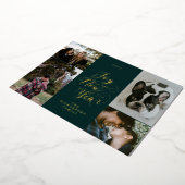 Vrolijk Nieuwjaar | Vier foto elegante script Folie Feestdagenkaart (Gedraaid)