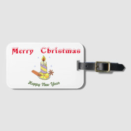 Vrolijk nieuwjaar voor vrolijk kerstfeest bagagelabel
