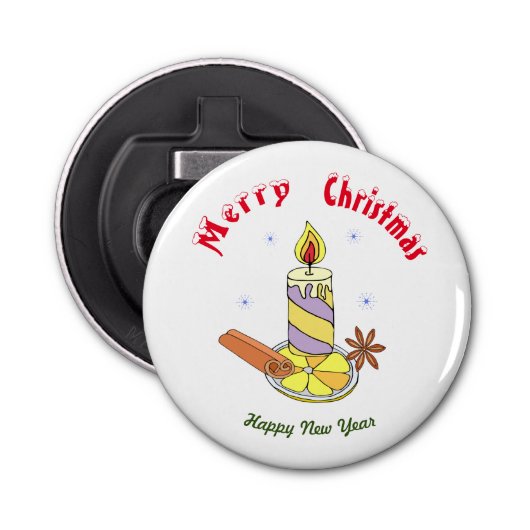 Vrolijk nieuwjaar voor vrolijk kerstfeest button flesopener (Voorkant)