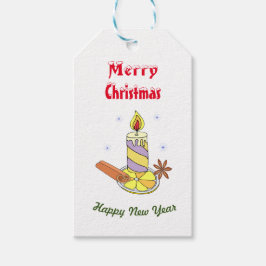 Vrolijk nieuwjaar voor vrolijk kerstfeest cadeaulabel