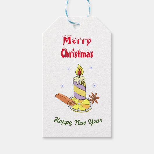 Vrolijk nieuwjaar voor vrolijk kerstfeest cadeaulabel (Voorkant)