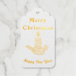 Vrolijk nieuwjaar voor vrolijk kerstfeest cadeaulabels