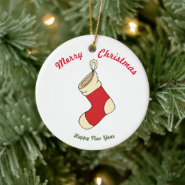 Vrolijk nieuwjaar voor vrolijk kerstfeest keramisch ornament