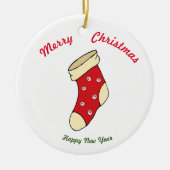 Vrolijk nieuwjaar voor vrolijk kerstfeest keramisch ornament (Voorkant)