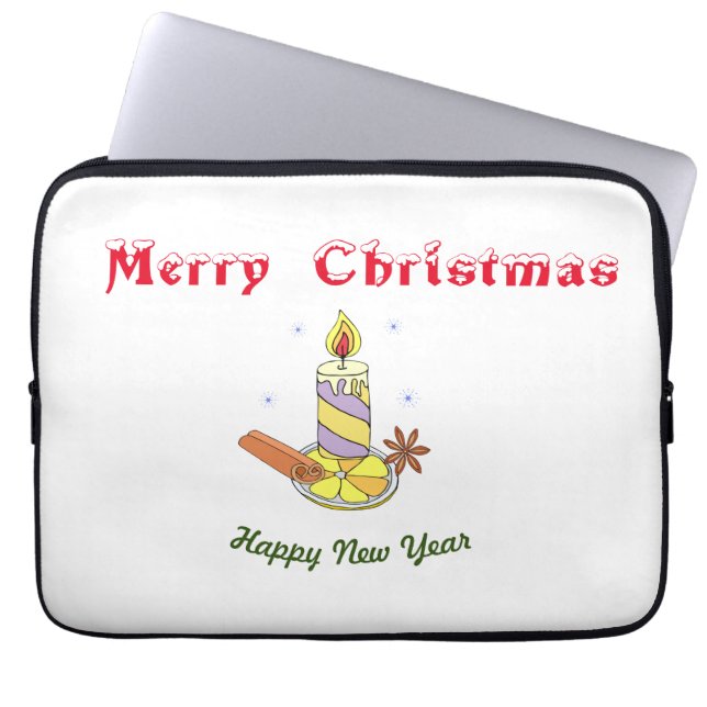 Vrolijk nieuwjaar voor vrolijk kerstfeest laptop sleeve (Voorkant)