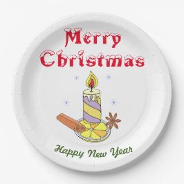 Vrolijk nieuwjaar voor vrolijk kerstfeest papieren bordje