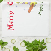 Vrolijk nieuwjaar voor vrolijk kerstfeest theedoek (Gevouwen)