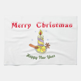 Vrolijk nieuwjaar voor vrolijk kerstfeest theedoek