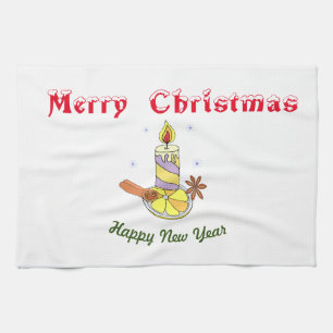 Vrolijk nieuwjaar voor vrolijk kerstfeest theedoek