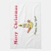 Vrolijk nieuwjaar voor vrolijk kerstfeest theedoek (Verticaal)