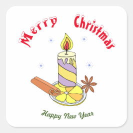 Vrolijk nieuwjaar voor vrolijk kerstfeest vierkante sticker