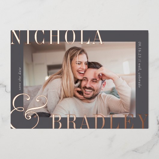 Vrolijk Nieuws | Foto Save the Date Folie Uitnodiging (Voorkant)