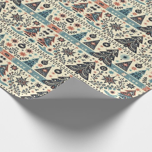 Vrolijk Noords Kerstbos Cadeaupapier (Hoek)