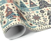 Vrolijk Noords Kerstbos Cadeaupapier (Rol Hoek)