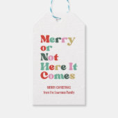 Vrolijk of niet Hier komt het Kerstmis Cadeaulabel (Voorkant)